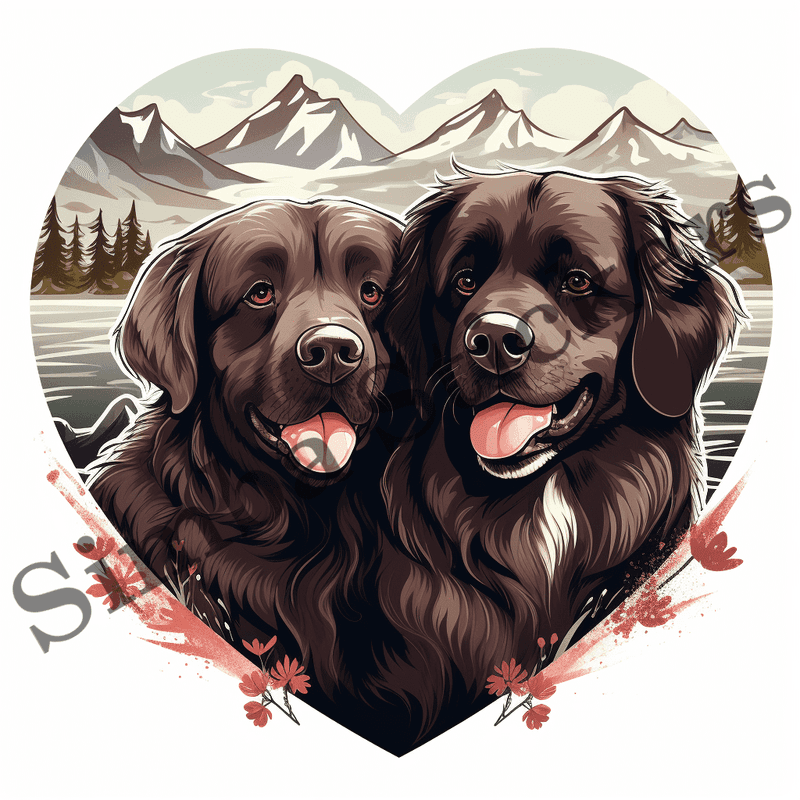 Newfoundland dogs in love, image set, 10 images