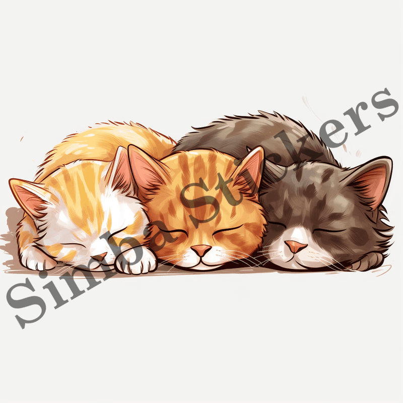 Cats sleeping, image set, 10 images