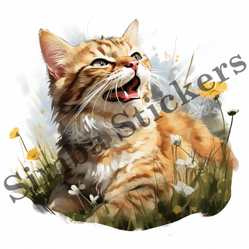 Cats in grass, image set, 10 images