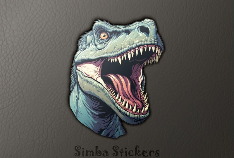 Furious green dinosaur roaring