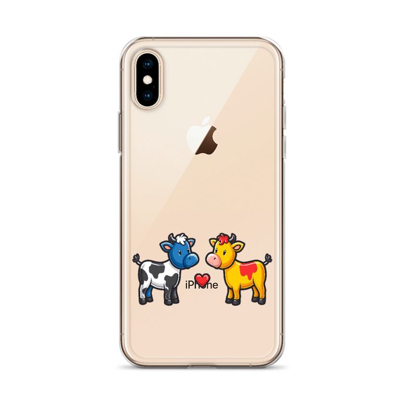 Clear Case for iPhone, Cattle, bull and cow in love, both colourful, zbyzzs