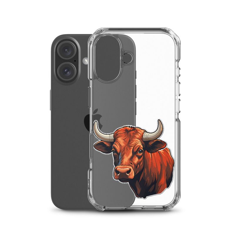 Clear Case for iPhone, Bull face, partial side view, bpor80