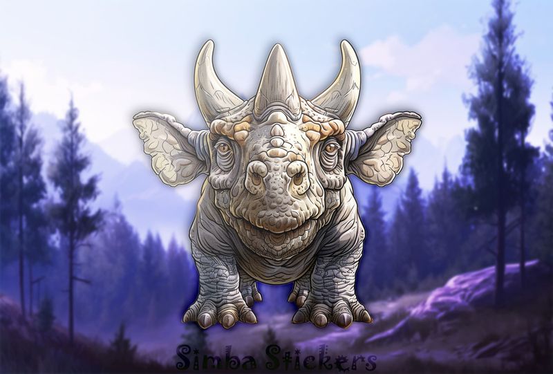 Horned dinosaur looking friendly