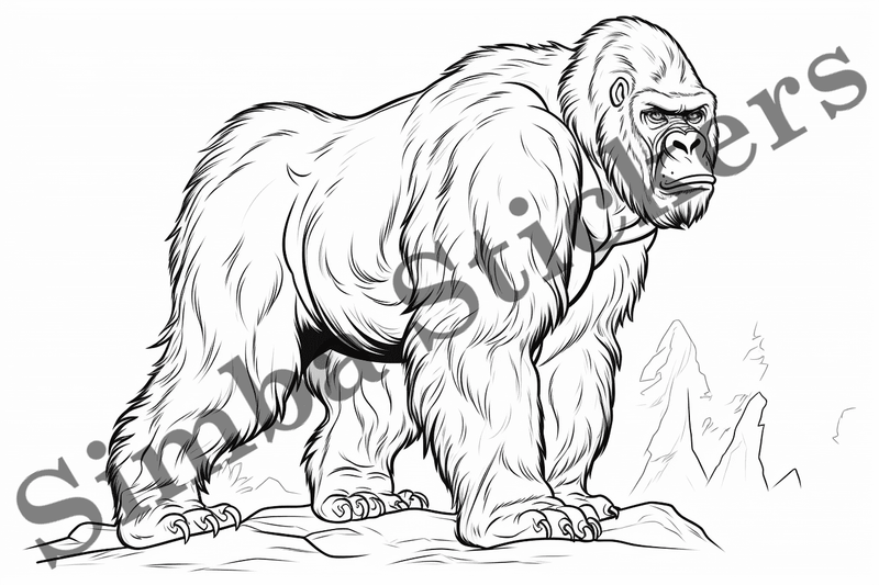 Colouring pages, bundle of gorillas, 25 images