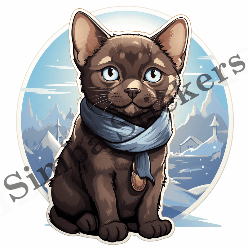 Burmese cats in snow, image set, 10 images