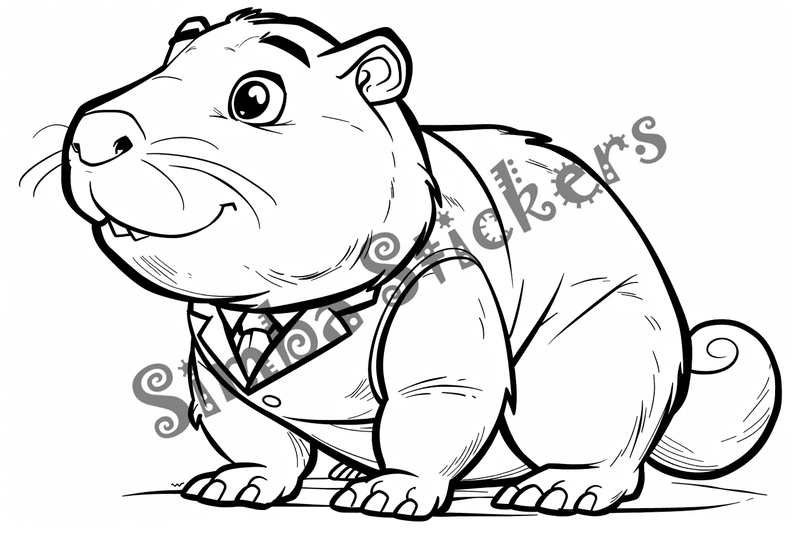 Colouring pages, bundle of capybaras wearing clothes, 10 images
