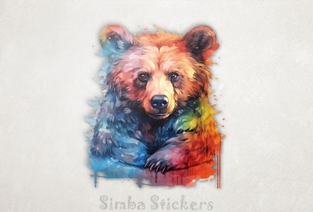 Thoughtful young bear, warm watercolours, rdz3xg