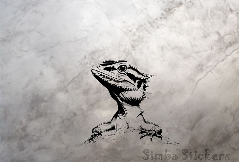 Lizards with head above ground, outline art
