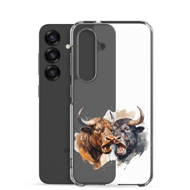 Clear Case for Samsung, Bulls facing up to each other, watercolour, dx5eff