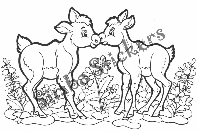 Colouring pages, Bundle of cute moose in love, 25 images