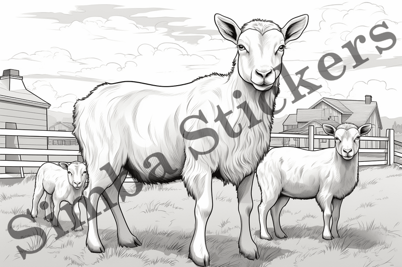 Colouring pages, Bundle of goats, 25 images