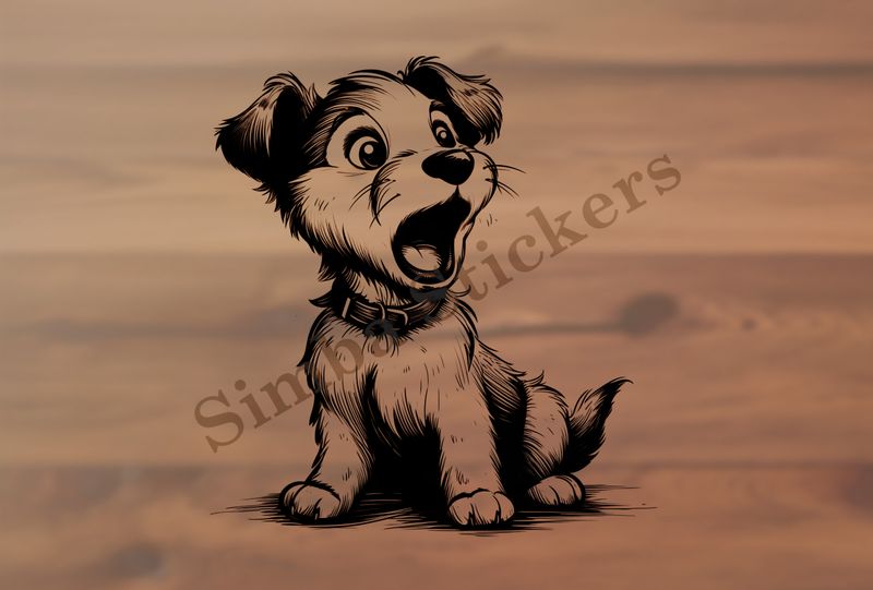 Puppy dog gasping, outline art