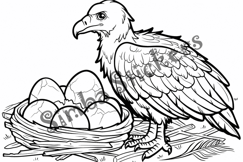 Colouring pages, bundle of vultures, 25 images, flufjb