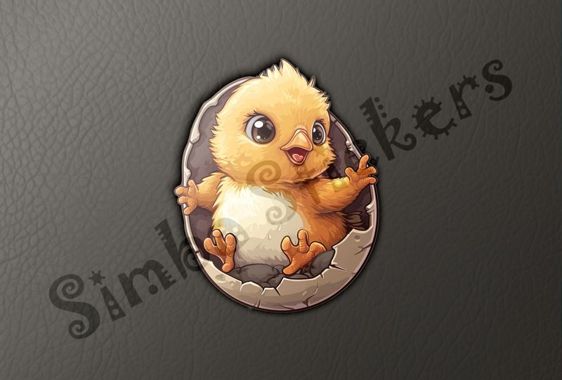 Chick holding onto wall of half-intact eggshell