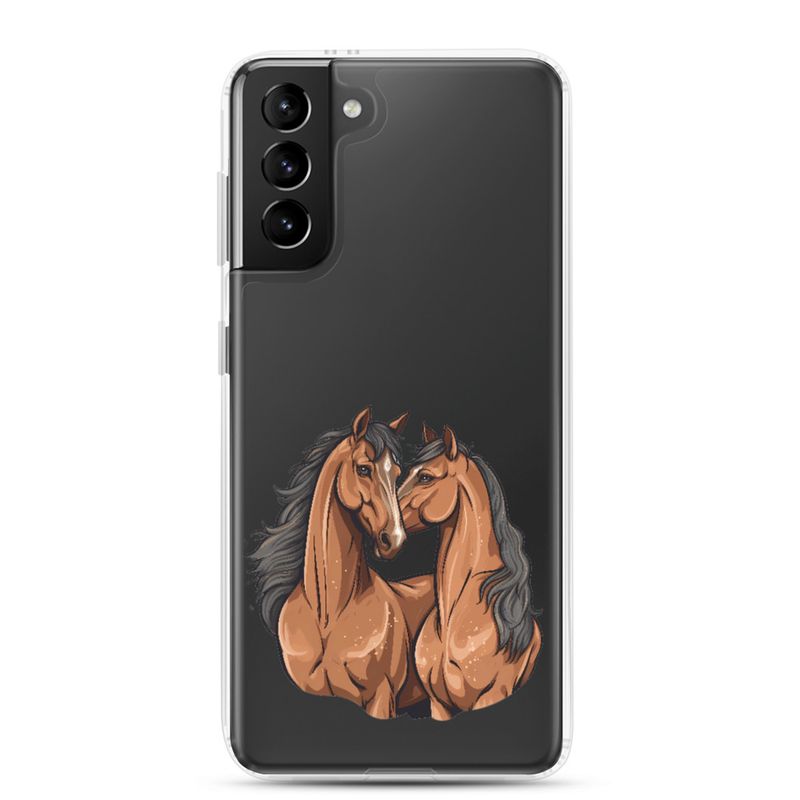 Clear Case for Samsung, Two brown horses snuggling, tdwcyd