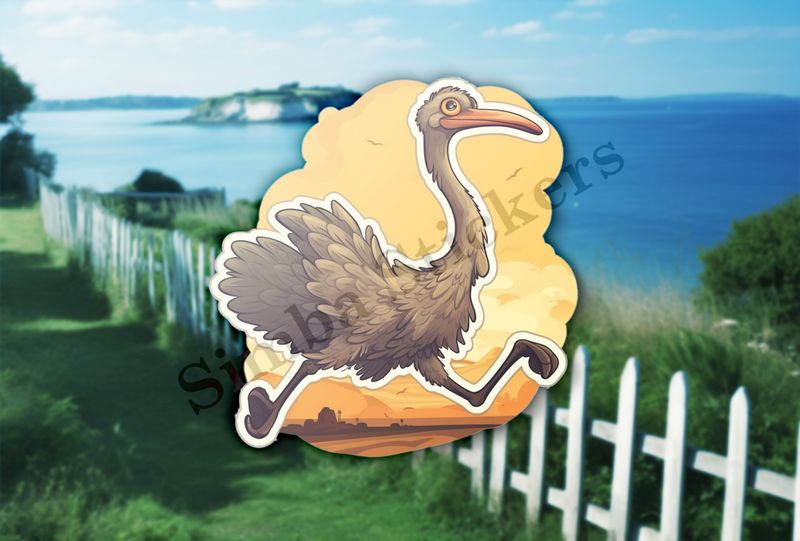 Ostrich running, bright sunny background