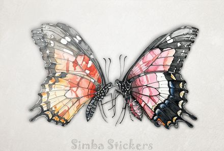 Butterflies in love antler-to-antler, watercolour, u2xnpv