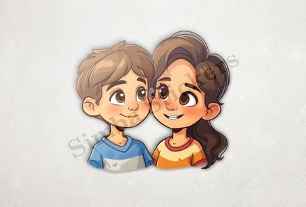 Girl and boy with rosy cheeks