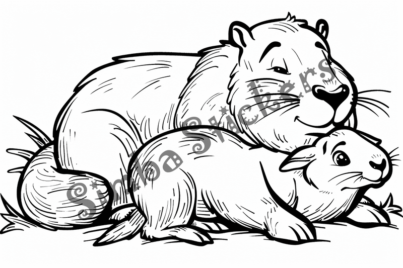 Colouring pages, bundle of capybaras, 50 images