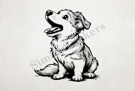 Dog barking, outline art, x2uyzp
