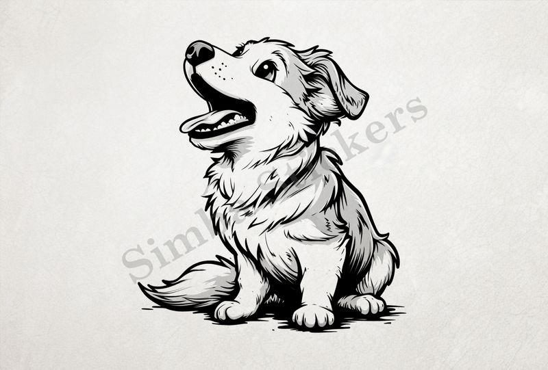 Dog barking, outline art, x2uyzp