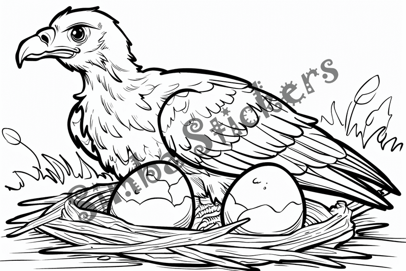 Colouring pages, bundle of vultures witch chicks, 10 images, z7jiwb