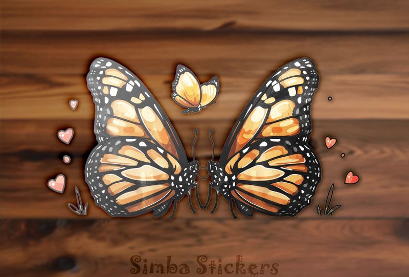 Orange butterflies in love antler-to-antler, watercolour, z83c88