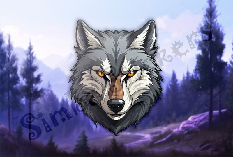 Wolf looking with stony gaze