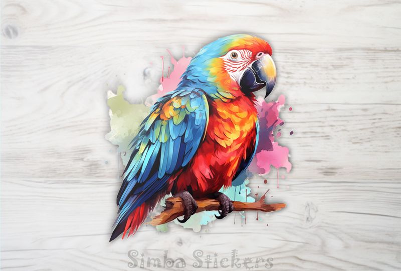 Parrot perching, watercolour, xh4agh
