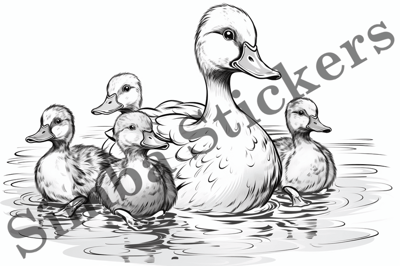 Colouring pages, Bundle of ducks in love, 25 images