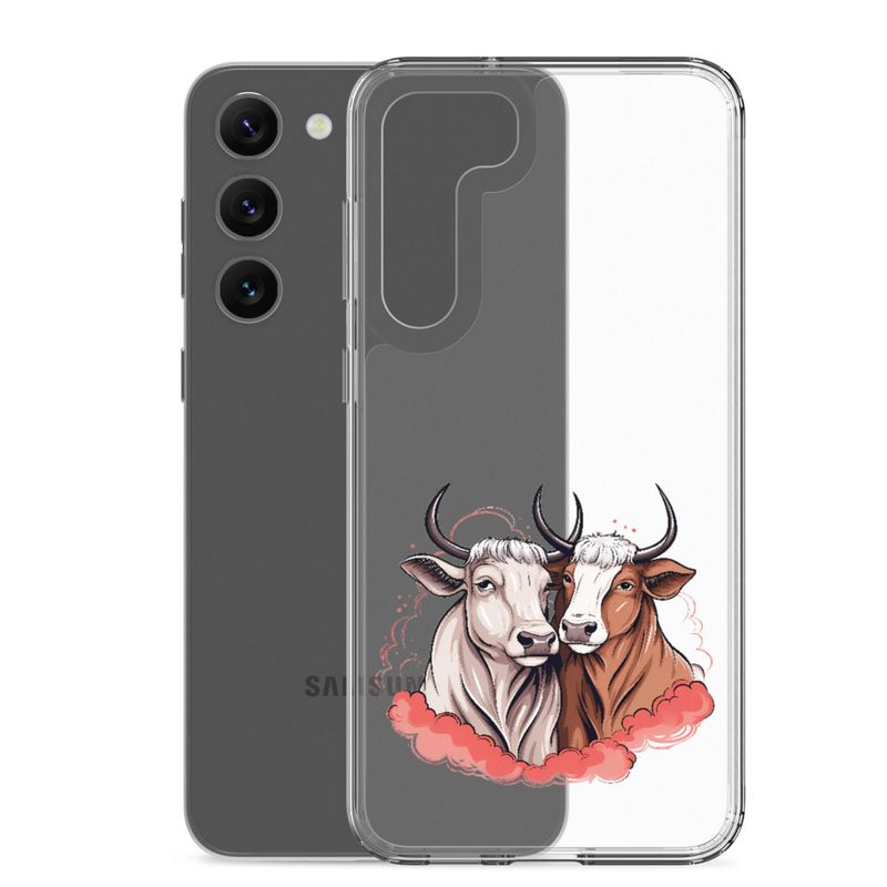 Clear Case for Samsung, Bull and cow, romantic, reddish clouds, qoucds
