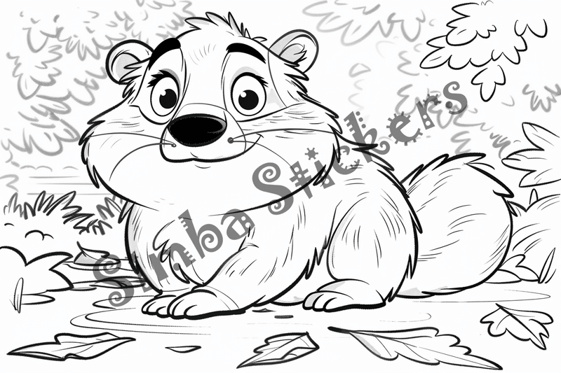 Colouring pages, bundle of singular beavers, 25 images