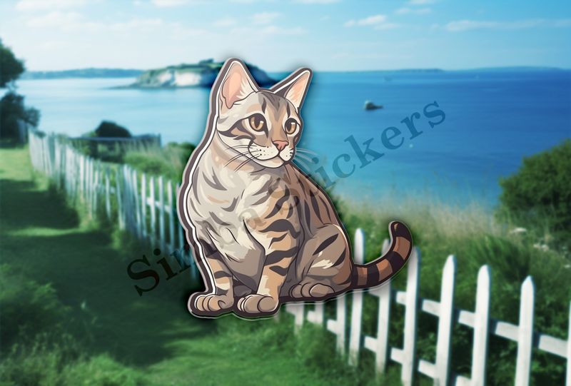 Bengal cat sitting and glancing sideways