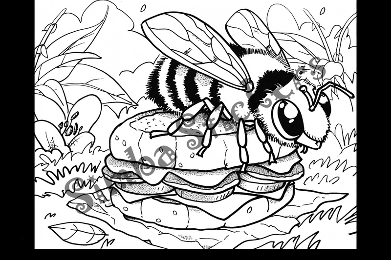 Colouring pages, bundle of bees, 50 images