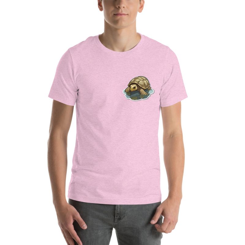Unisex Staple T-Shirt, Tortoise in shallow water, left chest