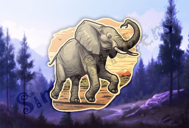 Baby skipping along holding trunk aloft