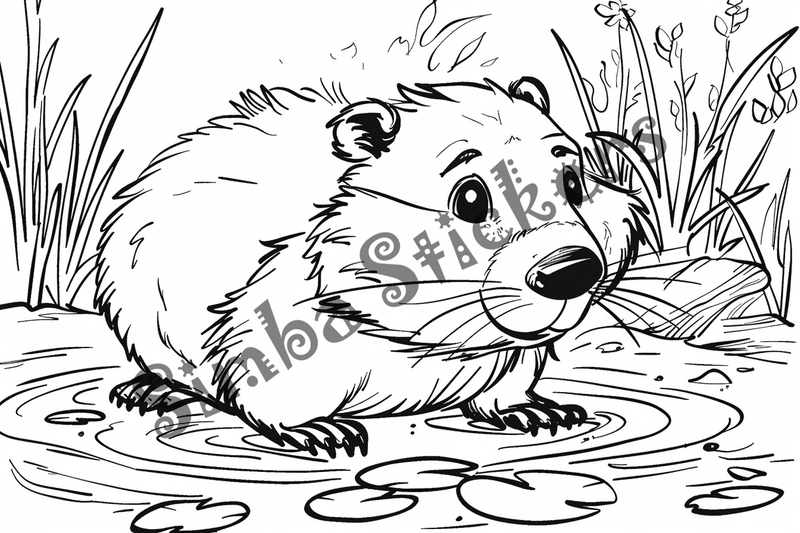 Colouring pages, bundle of beavers, 50 images