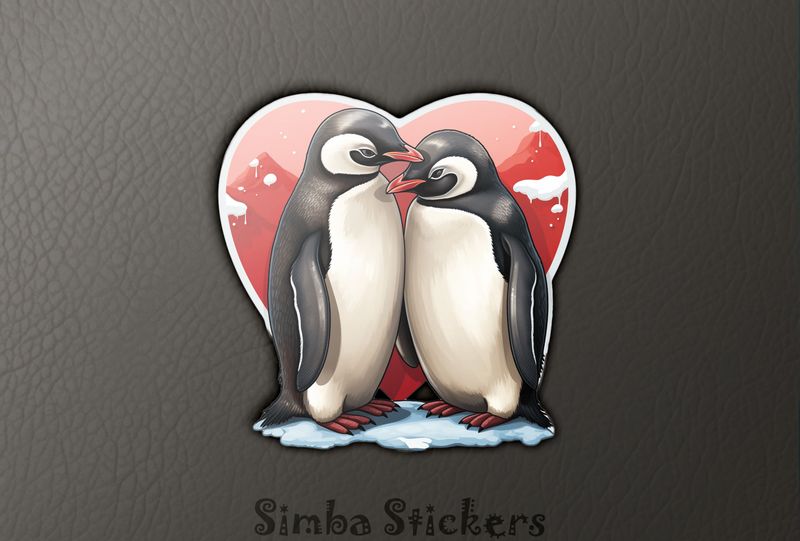Penguins in love in Valentine&#x27;s heart, tg8437k