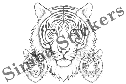 Colouring pages, bundle of tigers, 25 images