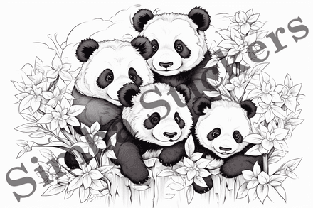 Colouring pages, bundle of pandas, 25 images, ldtg6c