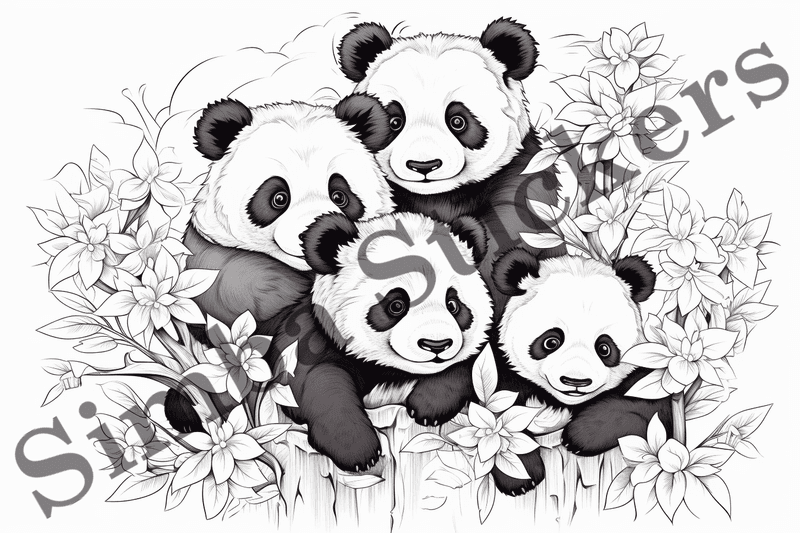 Colouring pages, bundle of pandas, 25 images, ldtg6c