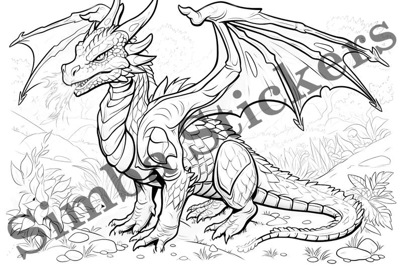 Colouring pages, bundle of dragons, 25 images