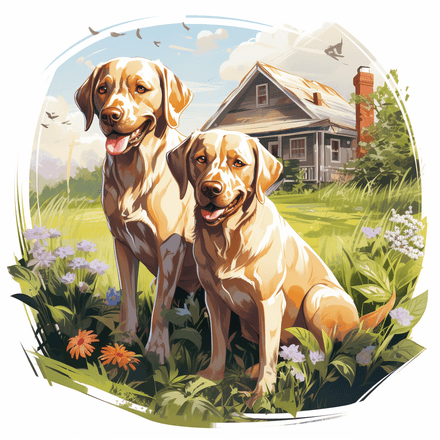 Labrador Retriever dogs outdoors, image set, 10 images