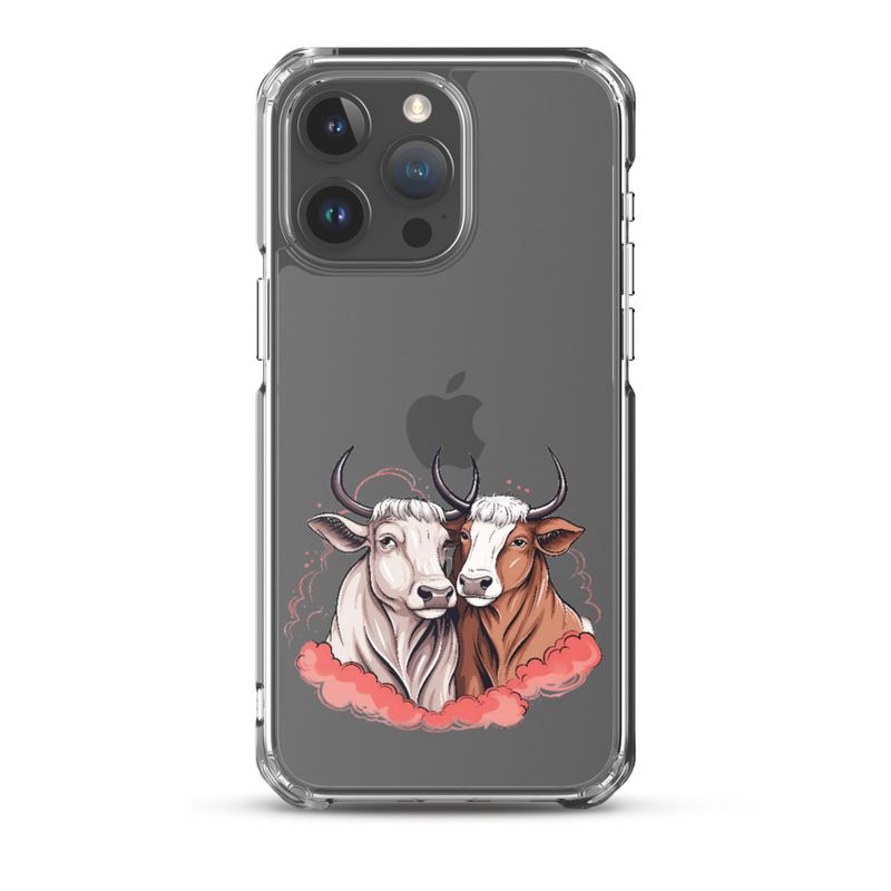 Clear Case for iPhone, Bull and cow, romantic, reddish clouds, qoucds