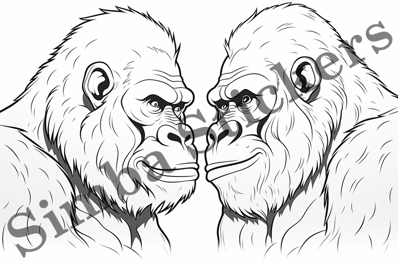Colouring pages, bundle of gorillas, 25 images