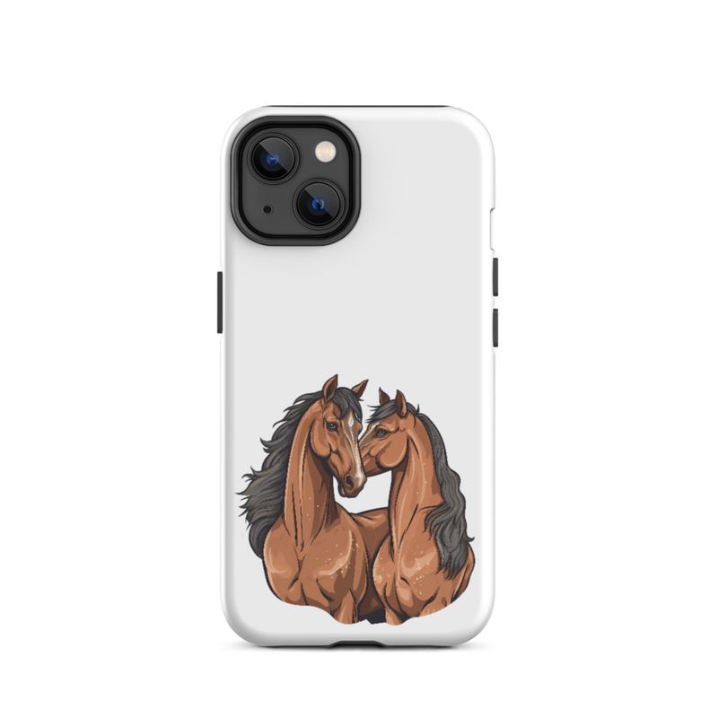 Tough Case for iPhone, Two brown horses snuggling, tdwcyd