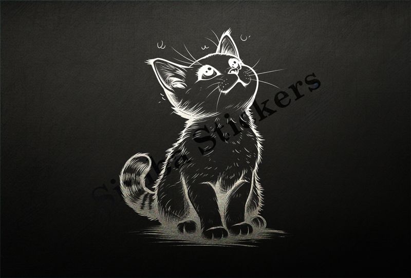 Cat looking up innocently, outline art, uymb4f