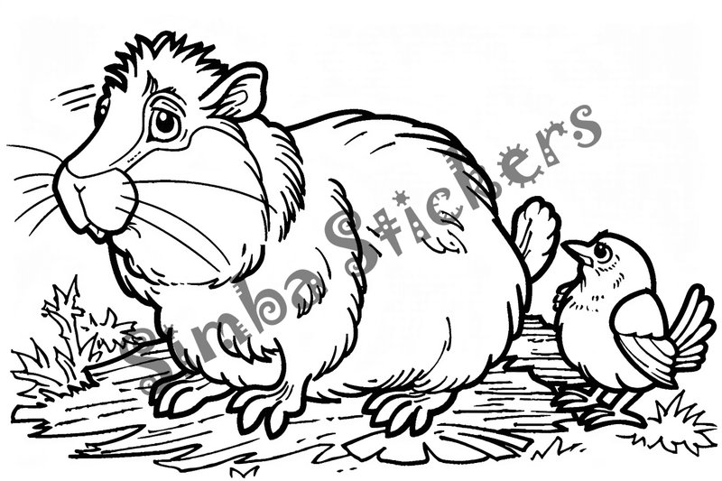 Colouring pages, bundle of capybaras with birds, 10 images