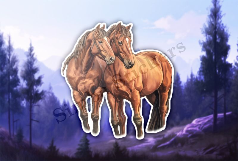 Two brown horses