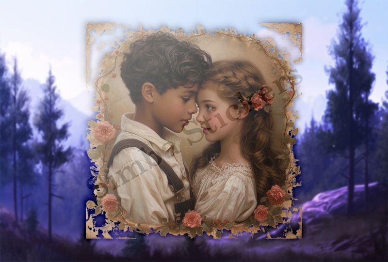 Boy and girl, forehead-to-forehead